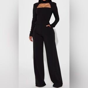 NWT FASHION NOVA Mock Neck Black Jumpsuit Sz Small